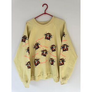 90s vintage yellow san francisco california panda retro graphic pullover sweater